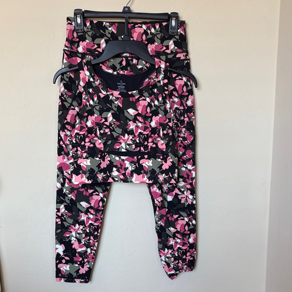 Sweaty Betty Power Pocket Leggings & Matching Sports Bra Floral Sz M